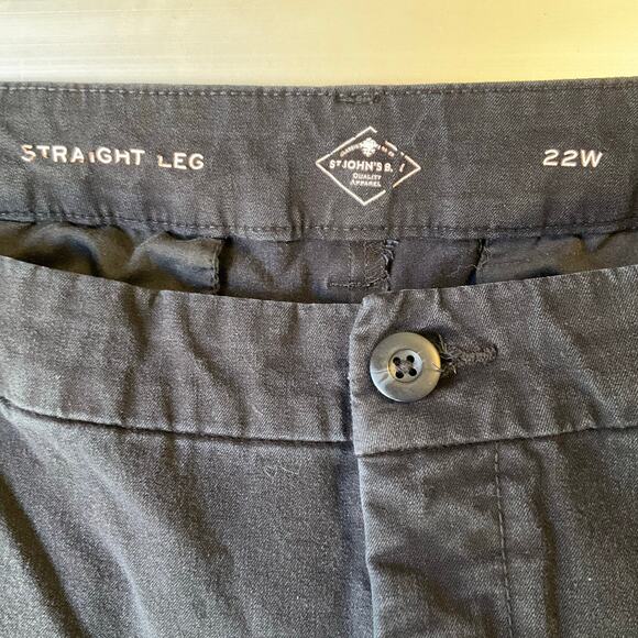 St. John's Bay Women Khaki Pants size 22W Black Straight Leg Mid Rise - Picture 9 of 11